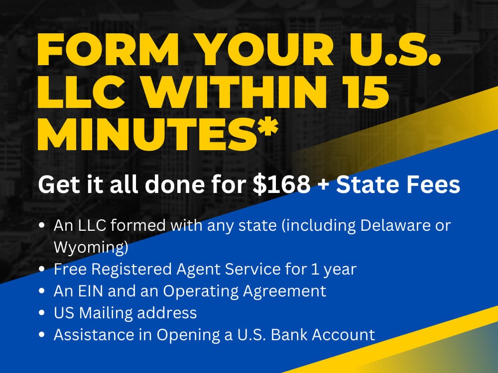 You will get an LLC (Wyoming) registered in the USA| US Address| EIN| US Bank Account