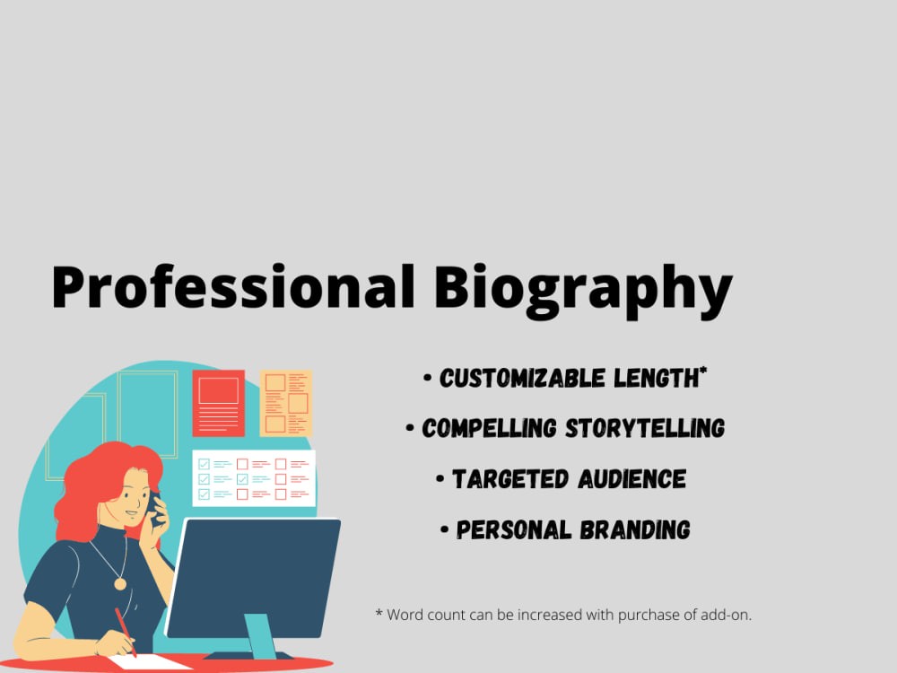 You will get an impactful, professional biography tailored to your target audience!