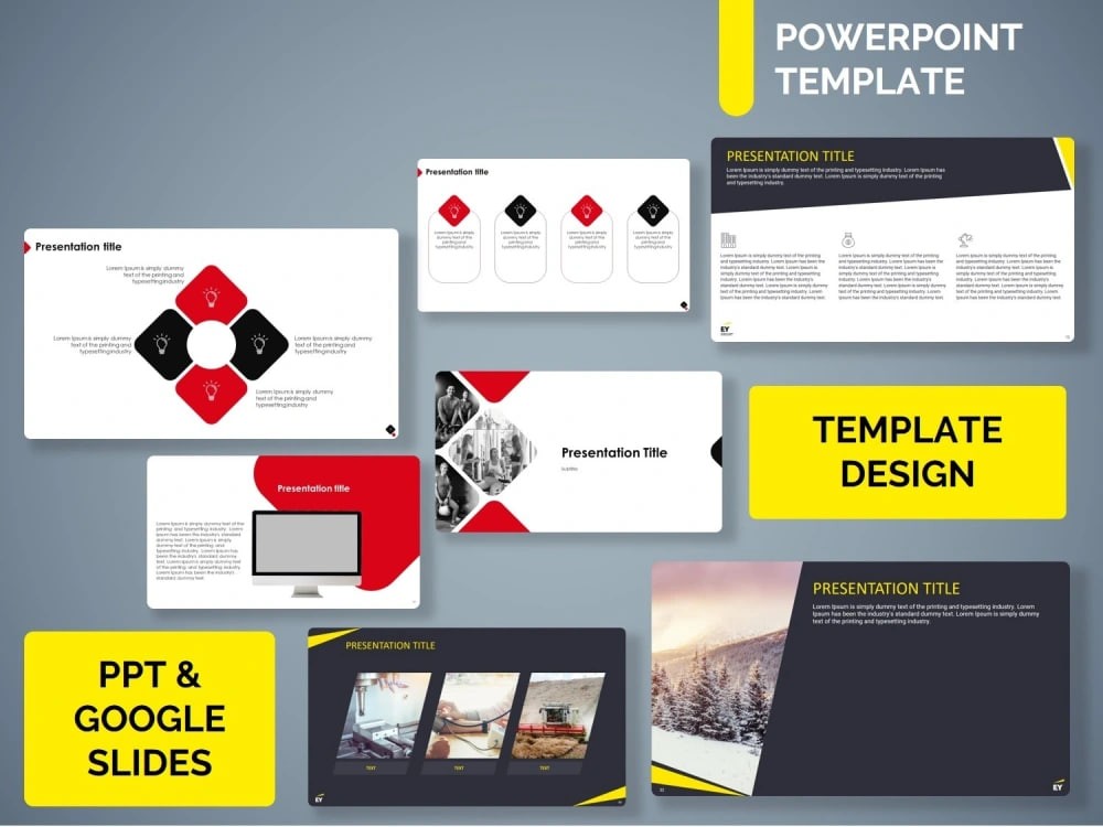 You will get PowerPoint template design - Custom designed and masters fixed